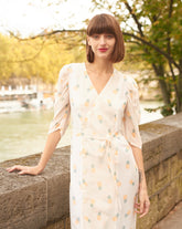 Tea-Length Skirt with Small Pineapple Print - By Quaint